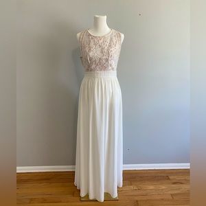 Blush Mark White Nude Lace Chiffon Dress - Wedding / Bridal Size M